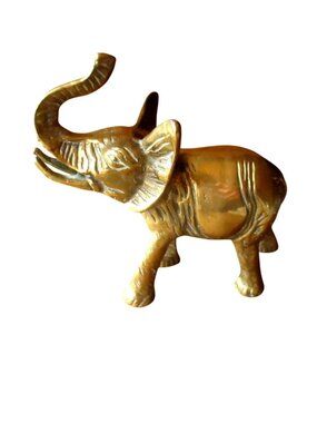 Vintage Brass Statue Elephant Small Sculpture Desk Ornament Home Decor 3.5"